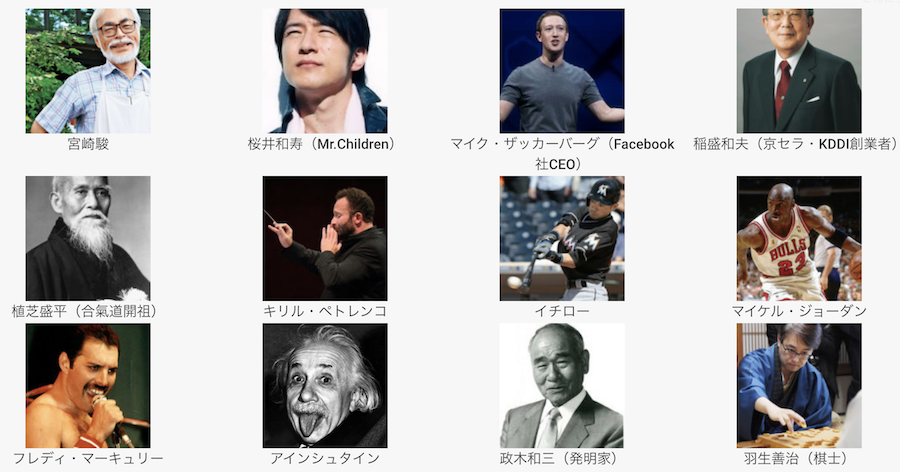 様々なジャンルの天才たちの画像